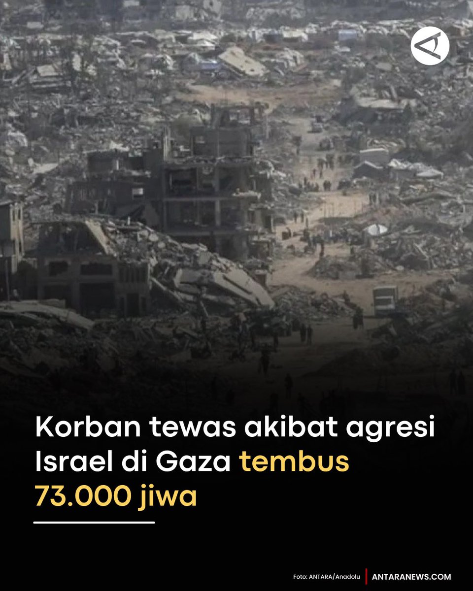 antaranews's tweet photo. Jumlah warga Palestina yang tewas akibat agresi genosida Israel di Jalur Gaza telah mencapai 73.016 jiwa hingga Rabu (17/6), menurut laporan WAFA.

Mengutip sumber medis, kantor berita Palestina itu melaporkan jumlah korban tewas di Jalur Gaza mencapai 73.016 jiwa, sebagian besar adalah perempuan dan anak-anak.

🔽🔽🔽
Baca selengkapnya: https://t.co/DsTOhJzH9q

Grafis: Ulfa Jainita