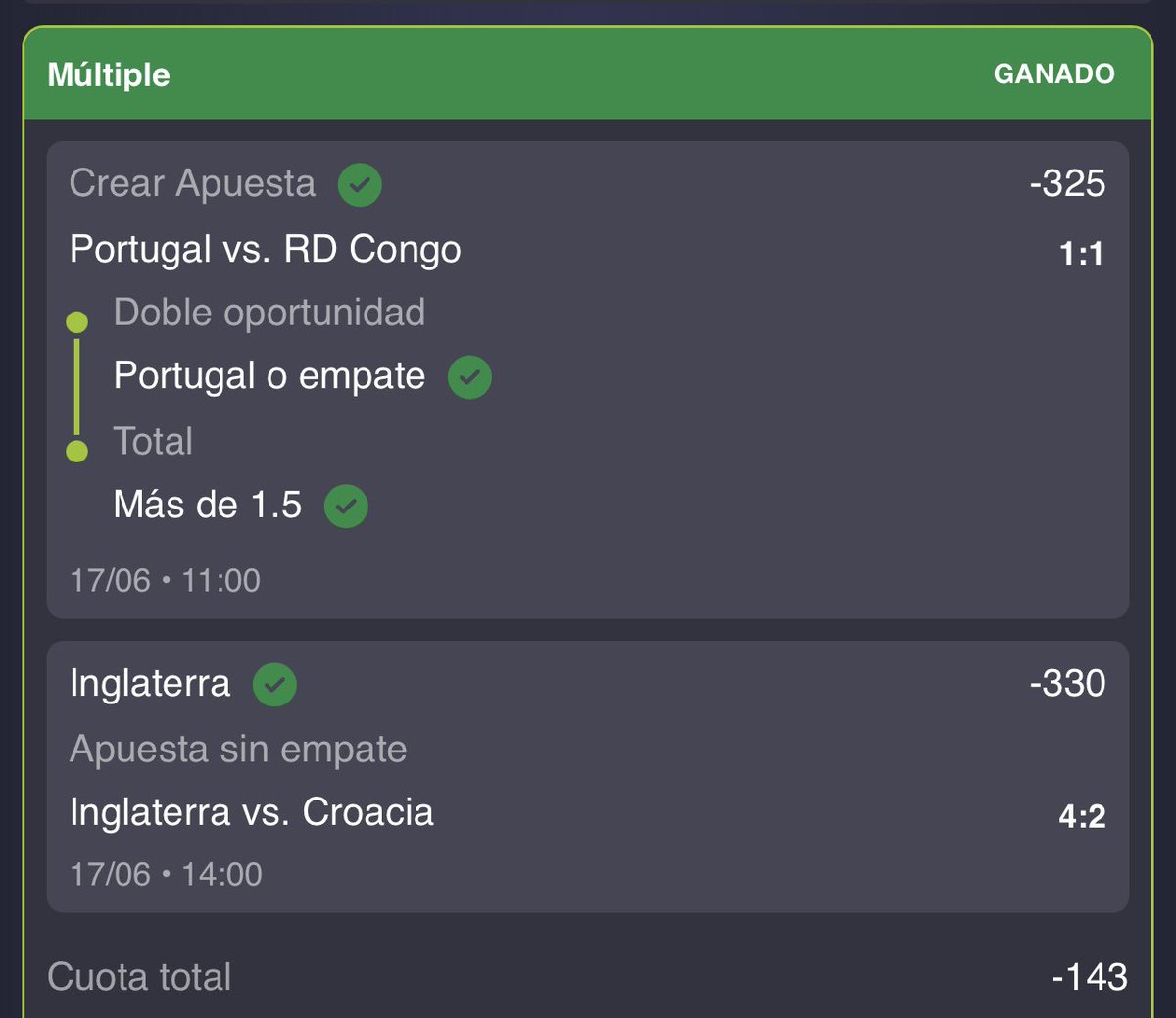 ElPandaPicks's tweet photo. 7 DÍAS SEGUIDOS SALIENDO CON UTILIDAD EN EL VIP ✅

No paramos estamos Ganando todo en el Mundial 💰🔥

Racha de ✅ 10 - 2 ❌

Estamos ganando todos los días, mándame DM si quieres unirte al VIP, Promo Activada toda la Noche‼️ https://t.co/Ah2UGuUgS1