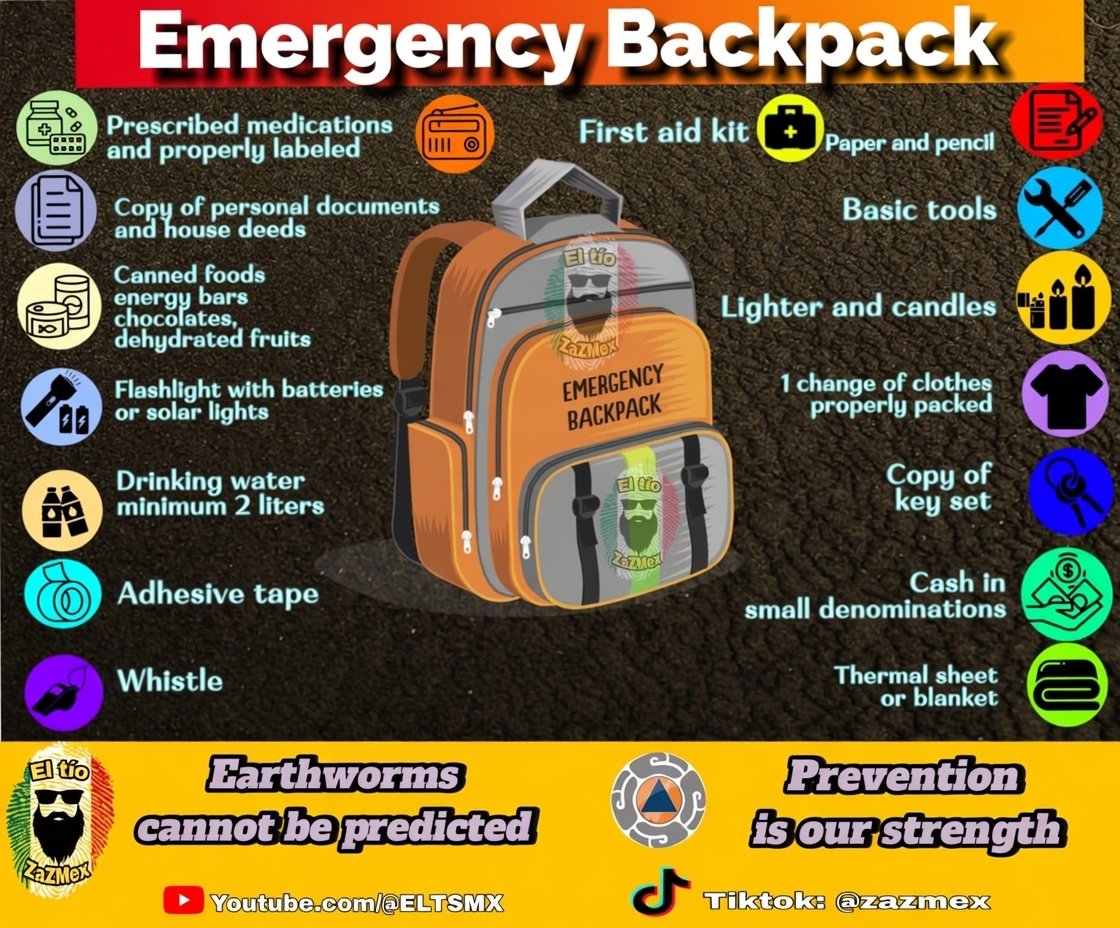 ElTioZasMex's tweet photo. #KeepThisInMind ‼️ EARTHQUAKES CANNOT BE PREDICTED ‼️ but they can be alerted thanks to the official seismic alert system @SASMEX.
🚫 Do not believe rumors, myths, or speculations.
Follow only the recommendations from official authorities and institutions:
🔹 BEFORE AN EARTHQUAKE:
- Prepare an Emergency Backpack (or go-bag)
- Identify safe spots in your hotel, accommodation, or place of stay
- Create a quick family or travel group plan.
🔹 DURING AN EARTHQUAKE:
- Drop, cover, and hold on (seek protection)
- Do not use elevators or stairs
- Stay calm and follow official instructions.
🔹 AFTER AN EARTHQUAKE:
- Check for gas or water leaks
- Use your phone ONLY for emergencies
- Be prepared for possible aftershocks
@CNPC_MX @SGIRPC_CDMX @cires_ac @SSPCMexico @laualzua @VenegasUrzua @SASMEX
#CulturaDePrevención #CDMX #LaPrevenciónEsNuestraFuerza #EarthquakePreparedness #MexicoTravel #SeismicAlert #Sismo #Temblor #Earthquake #TouristSafety #eltiozazmex