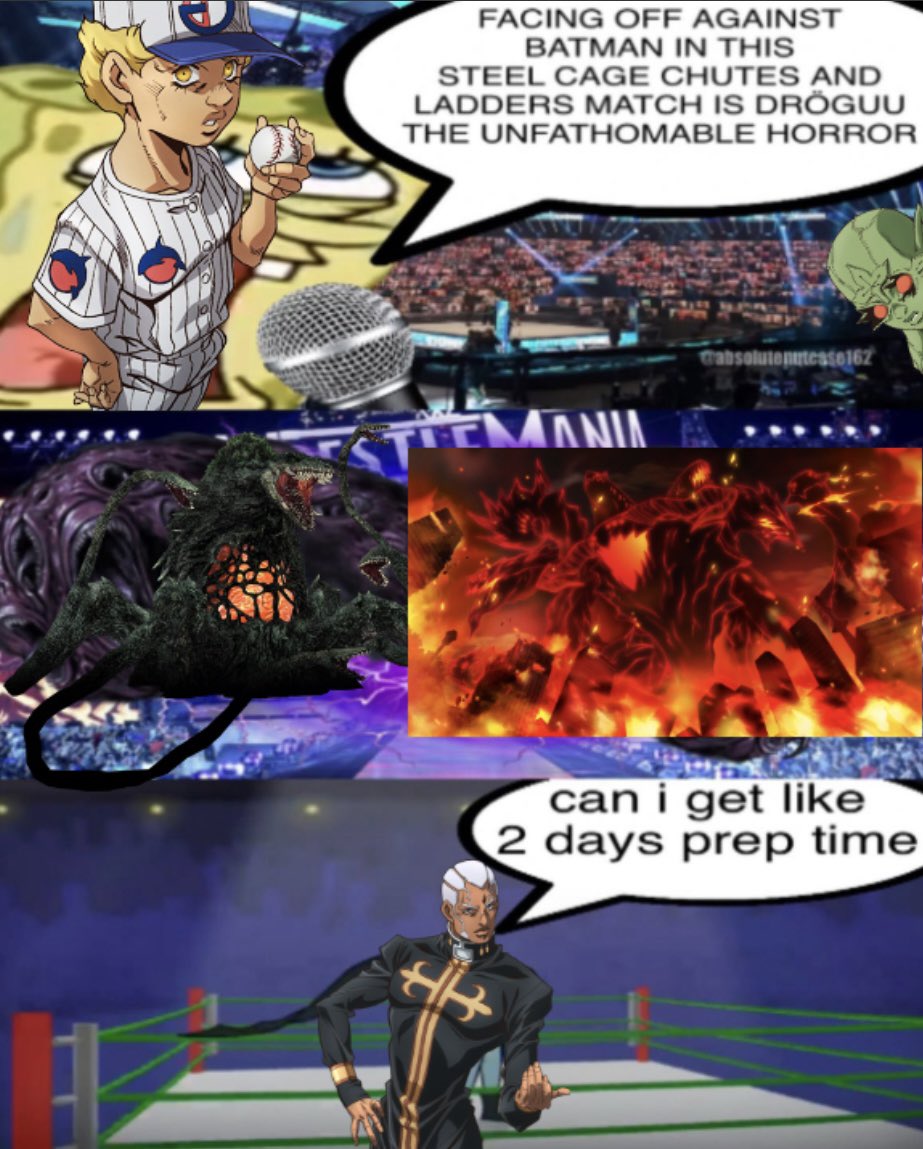 ChowmoonX's tweet photo. My new Jojo Golden Wind AU out of context basically (I’ll give you more context and information if you all are curious): 

(The two monsters are meant to be just one Eldritch!Giorno because I imagine his design would be like a multi headed beast with Angel, Plant and bug theming) https://t.co/LVZWDbz9hL