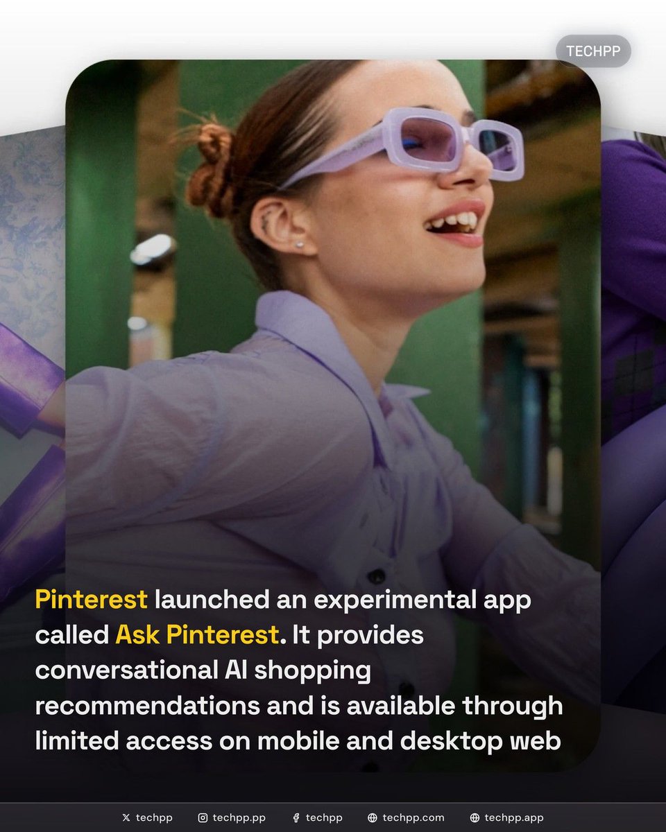 techpp's tweet photo. Pinterest launched an experimental app called Ask Pinterest. It provides conversational AI shopping recommendations and is available through limited access on mobile and desktop web
#Launch #Pinterest #Ask #AskPinterest #AIShopping https://t.co/Z5BX6mO8bA