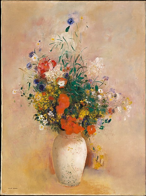 オディロン・ルドン《Vase of Flowers (Pink Background)》(ca.1906