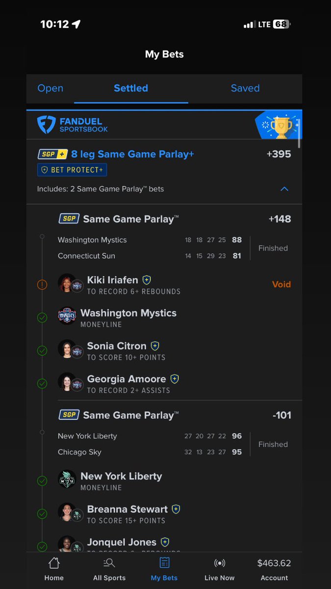 GGGokeeno's tweet photo. Went 3/3 wnba #Gambling𝕏 
#fanduel #sportsbet #wnba 🏦 https://t.co/AxNI0ONy2G