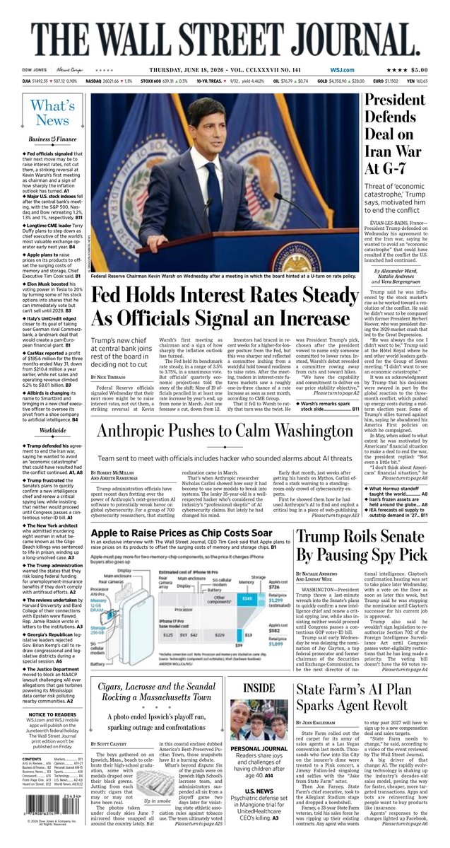 WSJ's tweet photo. Here is an early look at the front page of The Wall Street Journal https://t.co/BJN89WlR4E https://t.co/MSSNPOHMhV