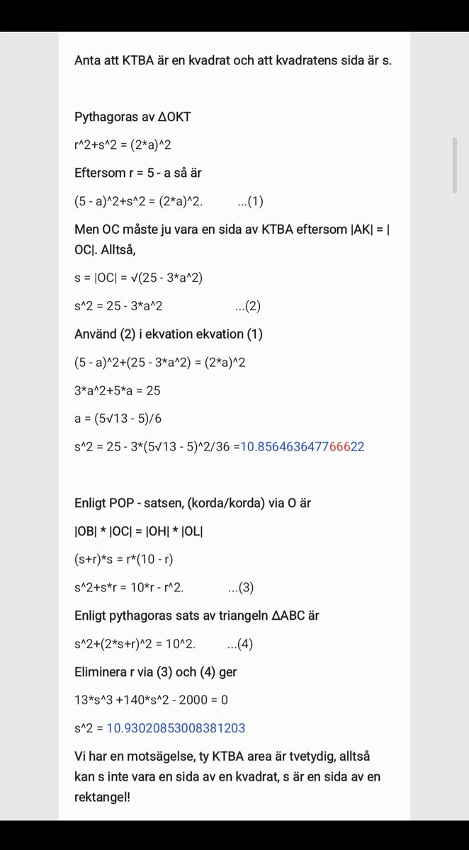 JohanVadma77988's tweet photo. #euclidean #geometry #GeometryChallange #ThinkOutsideTheBox #ProblemSolving 

En övning i matematisk källkritik.🤯

Har ett kort bevis på att "kvadraten" enligt källan i själva verket är en rektangel. Det finns ingen lösning utifrån en perfekt kvadrat.👇🧩 https://t.co/78UgNV5IZD