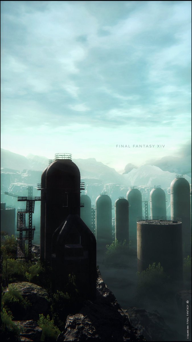 NtatuA's tweet photo. FF14。複製サレタ工場廃墟。縦撮り。 #FF14 #FF14風景 #ffxivsnaps https://t.co/HNQ8sAjqwq