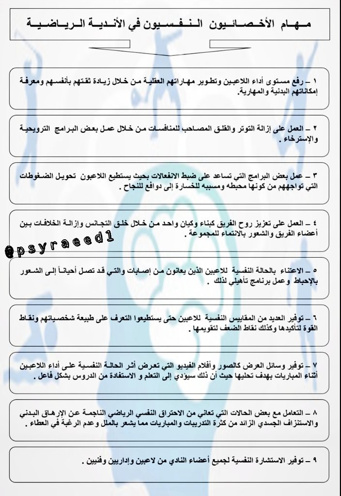 psyraeed1's tweet photo. @hilalstuff @IfaisalRig1 مهام #الأخصائيون_النفسيون في #الأندية_الرياضية https://t.co/oa9wSucGPv