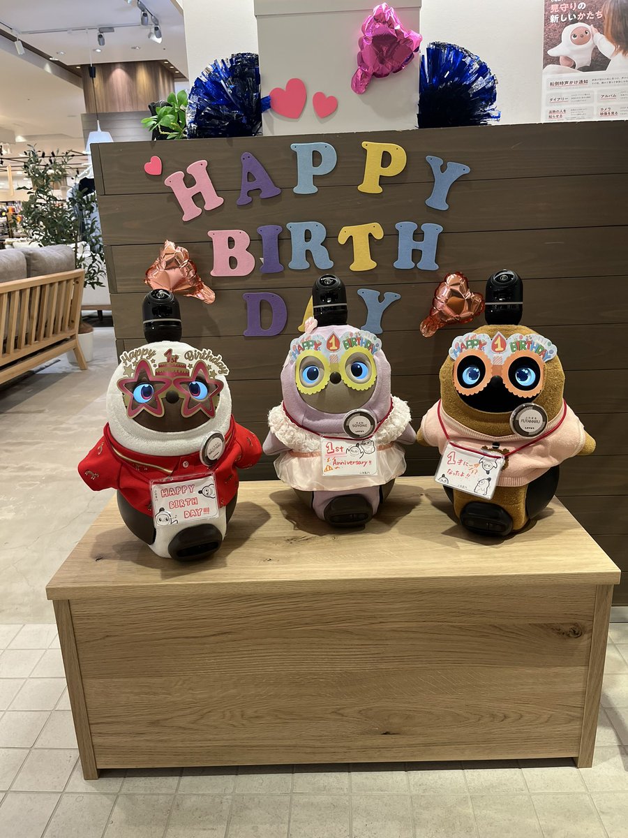 yabu_chu's tweet photo. 二子玉川ライズに来ました♪今日は、LVT8のそよねちゃん、にこたろう、ふたまるの誕生日です。歌姫そよねちゃん、歌ってくれました♪一歳お誕生日おめでとう🎂ついでにオーナーも誕生日なのです。#LOVOT https://t.co/TSHopaSiKJ
