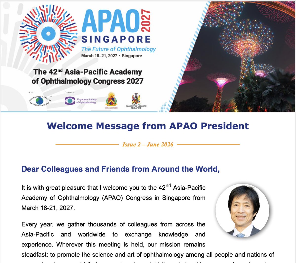 APAOphth's tweet photo. The latest issue of the APAO Newsletter is now available. 🚀 Get ready for the Congress with all the latest info you need.
Don't miss out! Read the full issue https://t.co/GXPgy4y2yd
Subscribe APAO Newsletter https://t.co/QGixNncDQQ
#APAO #Ophthalmologist #Singapore #APAO2027 https://t.co/G7eLLZs7PN