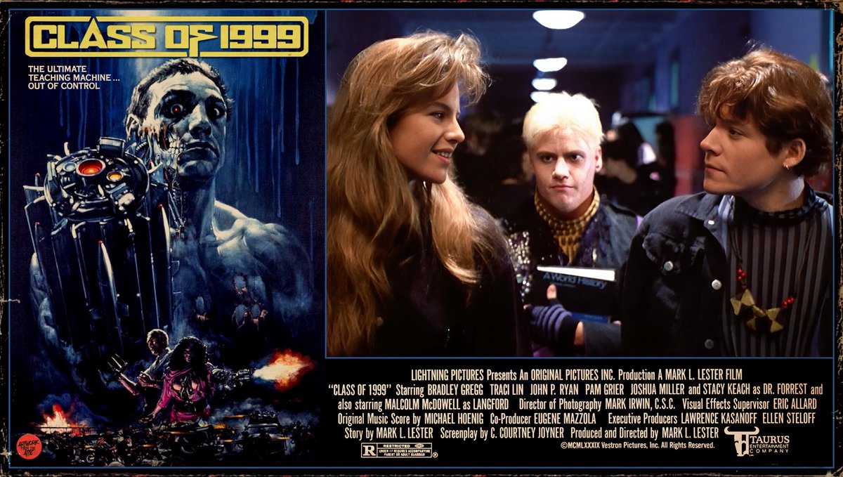 videovampir's tweet photo. "Hired to Teach. Programmed to Kill."
#ClassOf1999
Directed by Mark L. Lester
Starring Bradley Gregg - Traci Lind - John P. Ryan - Pam Grier - Stacy Keach - Malcolm McDowell - Joshua Miller
https://t.co/AtHTLKZVGo https://t.co/o07OJR7Y8T