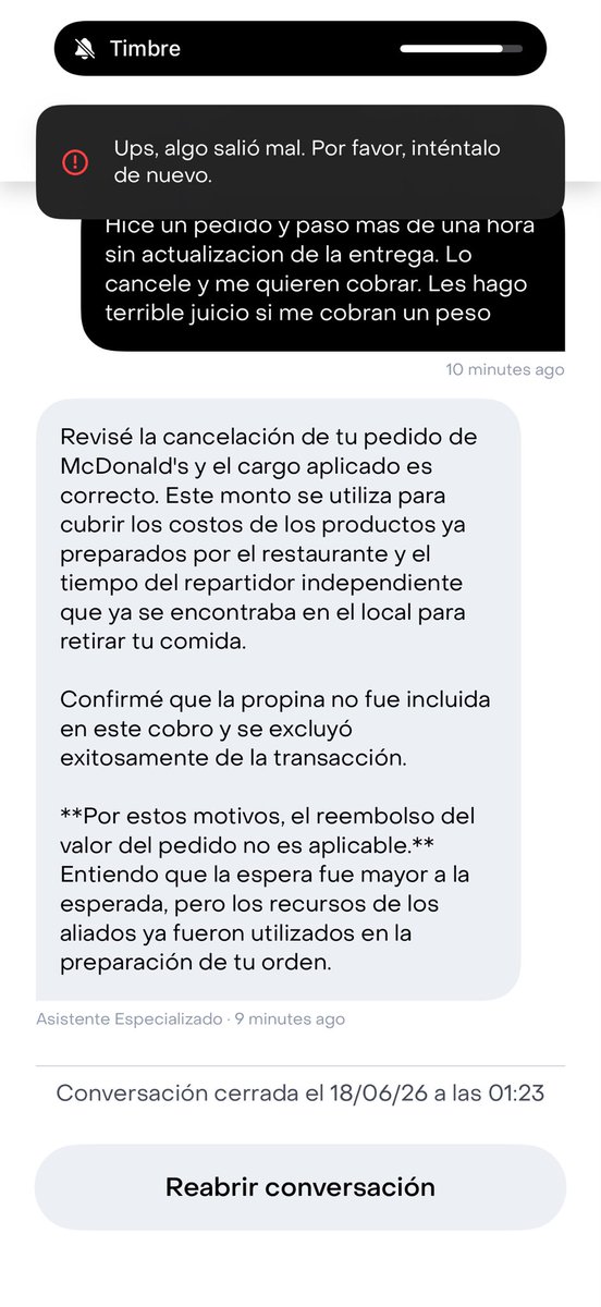 axelek's tweet photo. @McDonalds_Ar me roba 15000 pesos porque no anda la app de @RappiArgentina https://t.co/Z83r0UKP6E