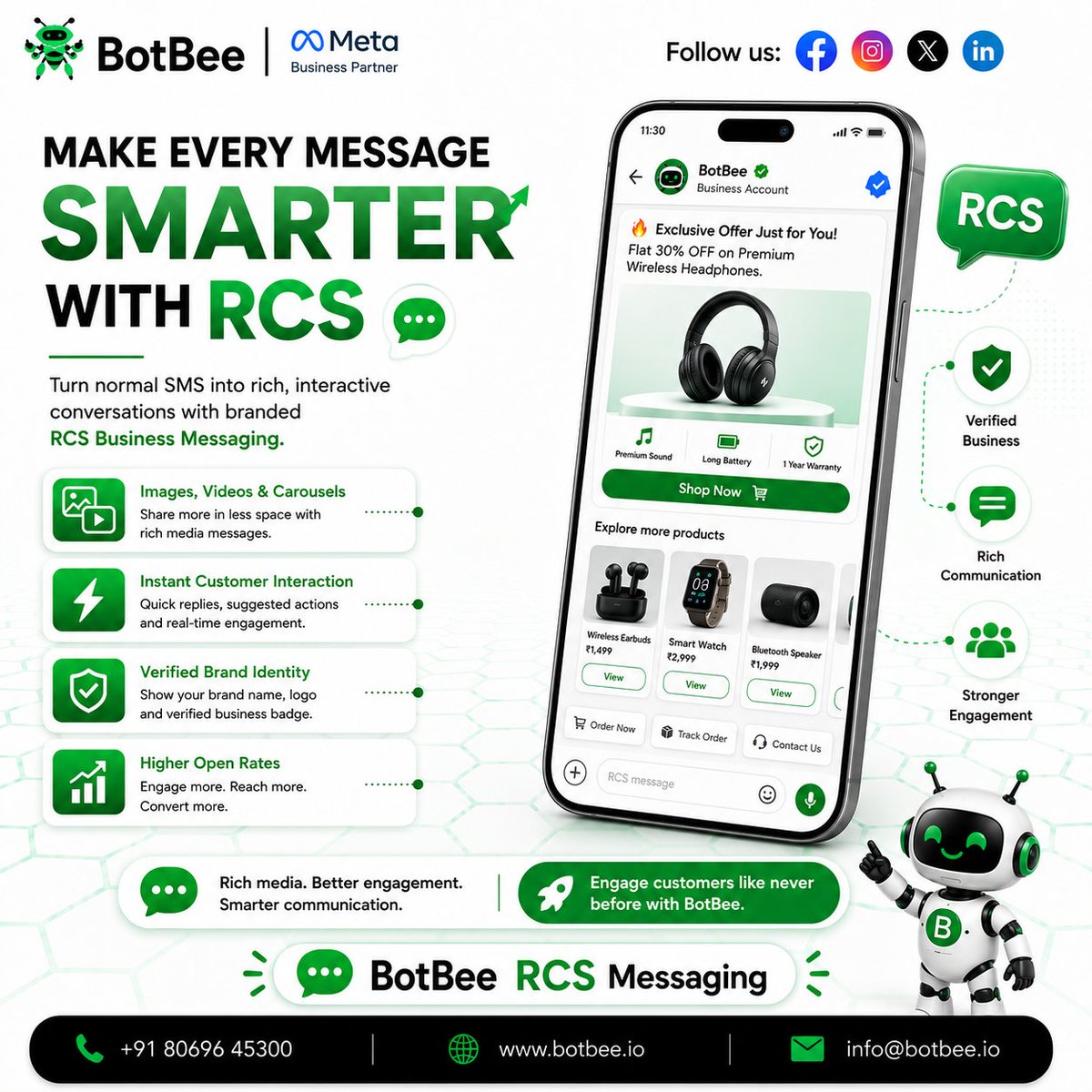 botbee_io's tweet photo. Make Every Message Smarter with RCS 🚀

Upgrade to BotBee RCS Business Messaging and deliver rich, interactive customer experiences.

🌐 https://t.co/jUO53sBIvS https://t.co/q4ycgnLzXb