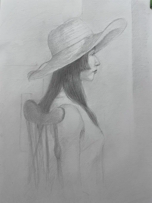 こんちゃちゃ( 。・-・。`)ノ 永遠のリベンジャーおなべやんです('°‐°`)カ #人物画 前回帽子上手く描けなかったのでリベンジしました|'-`)ドウカナ… なんか掴んだ感覚は無いものの前回ほど迷走はしなかった感覚でした 描き始めって意外と大事だな( ¯-¯ )ネ 後半戦も前回のリベンジマッチします