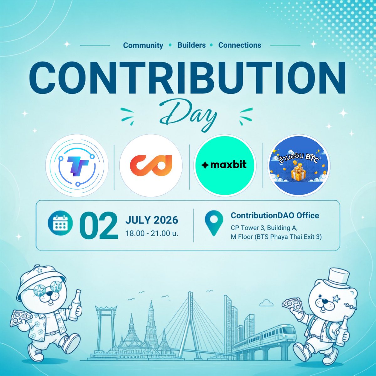 Tripster_live's tweet photo. 💙 Tripster fam, we’ve got another meetup!

Join us at Contribution Day on July 2, where we’ll be sharing what’s next for Tripster — including an exciting step forward that brings real-world utility even closer 👀✨

Also featuring:

🚀 Updates from @contributedao & Mozi Finance
🎁 Activities & giveaways, with support from @MaxbitOfficial 
🤝 Networking with the community
🍕 Free food & drinks

📅 July 2, 2026
🕕 6:00 PM – 9:00 PM
📍 ContributionDAO Office, CP Tower 3 (BTS Phaya Thai)

👉 Register: https://t.co/MEmjkfST5T

See you there! 💙