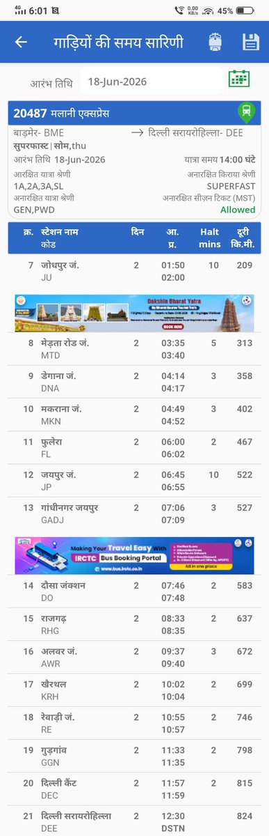 BKIJUNCTION's tweet photo. गाड़ी नं 20487/88 बाड़मेर-दिल्ली सराय रोहिल्ला मालानी एक्सप्रेस का रेवाड़ी,खैरथल,अलवर,राजगढ़,दौसा,गांधीनगर,जयपुर,फुलेरा है जबकि 36 करोड़ से ज्यादा आय वाले NSG-3 #बांदीकुई जं पर नहीं है, बांदीकुई के साथ घोर अन्याय क्यों? बांदीकुई ठहराव सुनिश्चित करवाएं।
@NWRailways 
@GMNWRailway https://t.co/pMxHO9Faup