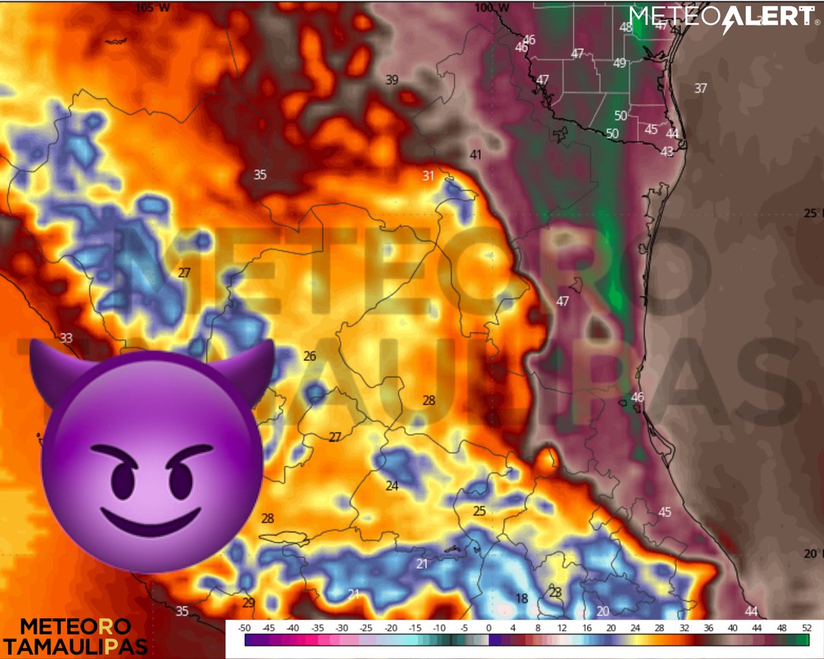 MeteoroTamps's tweet photo. 🚨😈 ADVERTENCIA POR PELIGROSAS SENSACIONES TÉRMICAS

Ambiente muy caluroso, extremadamente bochornoso y sofocante durante la tarde del jueves.

⚠️♨️ Sensaciones térmicas estimadas:
• Norte: 46° a 50° ‼️
• Centro: 45° a 49°
• Cañera: 49° a 53° ‼️
• Sur: 47° a 51° ‼️

🥵 Alto el riesgo por deshidratación, agotamiento y golpe de calor.

¡Evita exposición prolongada al sol y cuida tu salud!