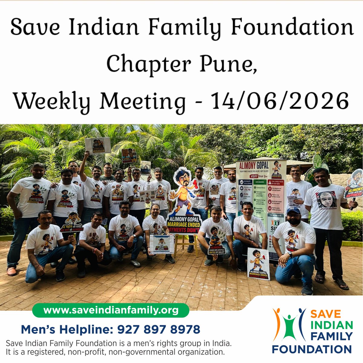 SaveMenToo_'s tweet photo. @realsiff 𝐒𝐮𝐧𝐝𝐚𝐲 𝐀𝐜𝐭𝐢𝐯𝐢𝐭𝐢𝐞𝐬
𝐒𝐚𝐯𝐞 𝐈𝐧𝐝𝐢𝐚𝐧 𝐅𝐚𝐦𝐢𝐥𝐲 𝐅𝐨𝐮𝐧𝐝𝐚𝐭𝐢𝐨𝐧
𝐒𝐈𝐅𝐅 𝐀𝐜𝐭𝐢𝐯𝐢𝐬𝐦 & 𝐏𝐞𝐫𝐬𝐨𝐧𝐚𝐥 𝐂𝐚𝐬𝐞 𝐃𝐢𝐬𝐜𝐮𝐬𝐬𝐢𝐨𝐧 14/06/2026 (𝐒𝐮𝐧𝐝𝐚𝐲) 𝐏𝐮𝐧𝐞, 𝐌𝐚𝐡𝐚𝐫𝐚𝐬𝐡𝐭𝐫𝐚.
#Pune
#AlimonyGopal
#SaveIndianFamilyFoundation https://t.co/UQ5LY8QJkY
