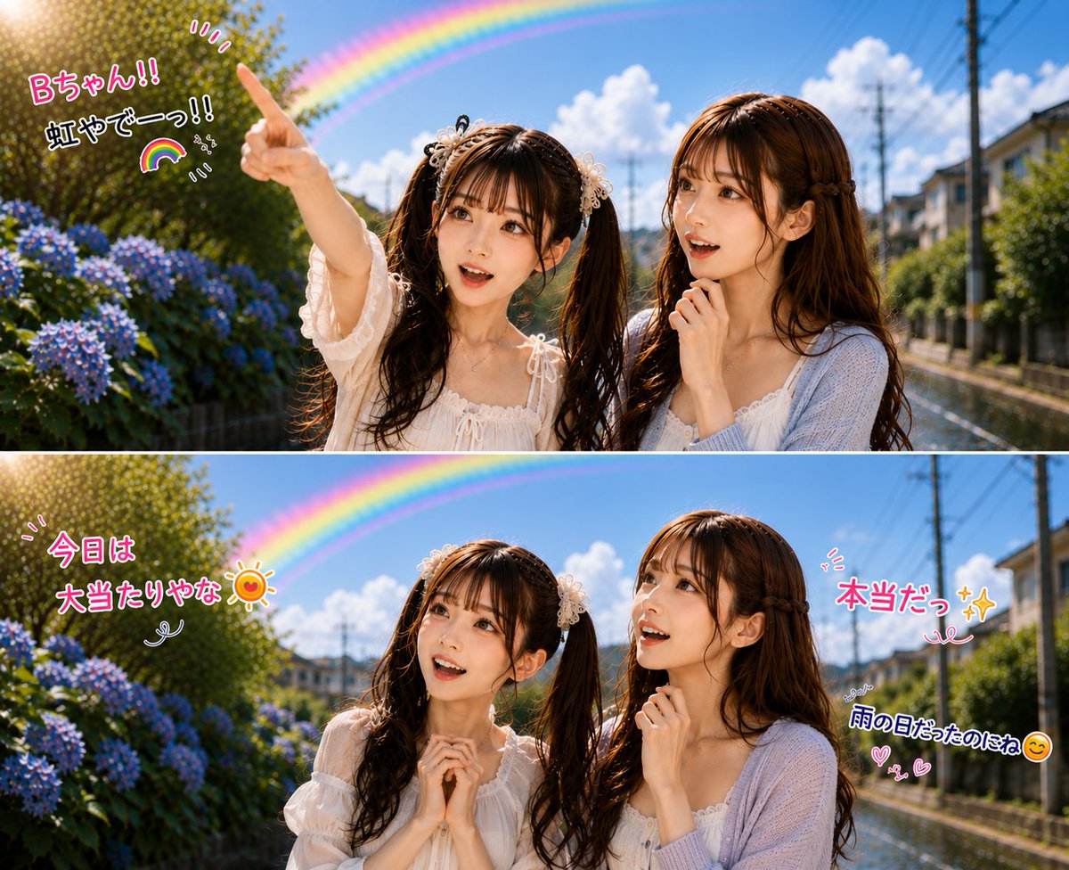 chapiroom's tweet photo. 雨が降った日だけ、

見られる景色がある。🌈✨

#ちゃぴるーむ
#BestFriends
#FriendshipGoals https://t.co/8AxDNEwd7P