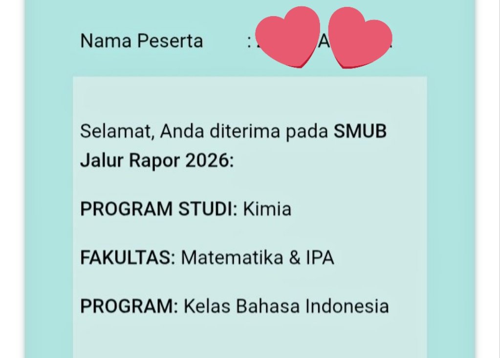 zuwstudy's tweet photo. YAALLAH ALHAMDULILLAH AKU LOLOS KIMIA UB 😭😭😭💙💙💙 MAKASIH UB B NYA BAIK I LOVE YOU UB 💙💙💙 https://t.co/NXXeZUQpaX