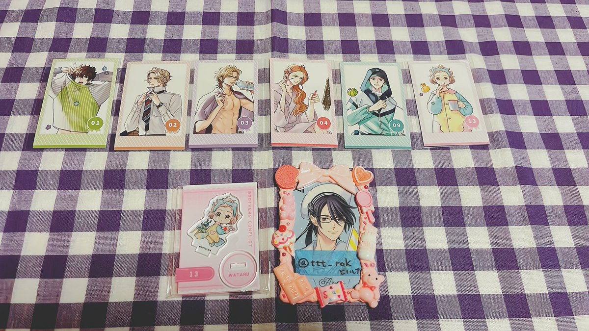 ttt_rok's tweet photo. 【交換 譲渡】 BROTHERS CONFLICT ブラコン スイパラ チェキ風 ミニアクスタ 特典ポスカ コースター

譲 → 雅臣 右京 要 光 昴 琉生 祈織 弥

求 → 梓 or 定価（特典 コースターは1枚200円）

お気軽にお声掛けください！ https://t.co/61GY3kWkQb