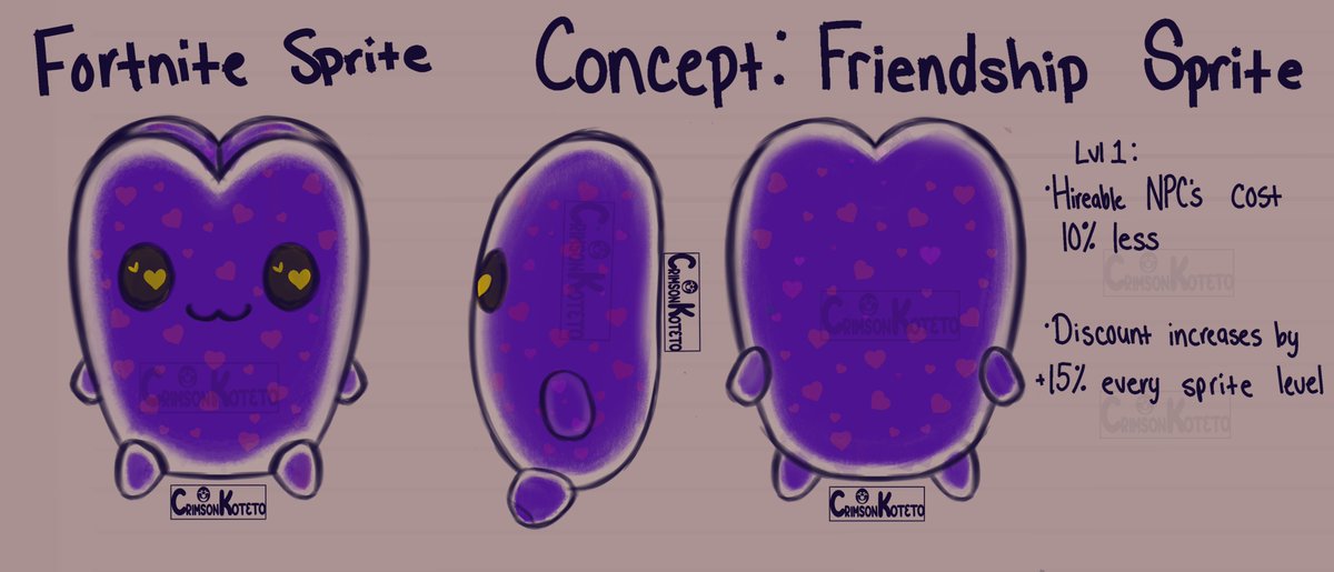 crimson_koteto's tweet photo. Fortnite is having a contest to design a sprite to be added to the game, and as a concept artist and character designer I just had to join in.

My first design is the Friendship Sprite. I wanted it to have the same vibes as those slime filled squishy balls

#DesignASprite https://t.co/5pLJclnoS8