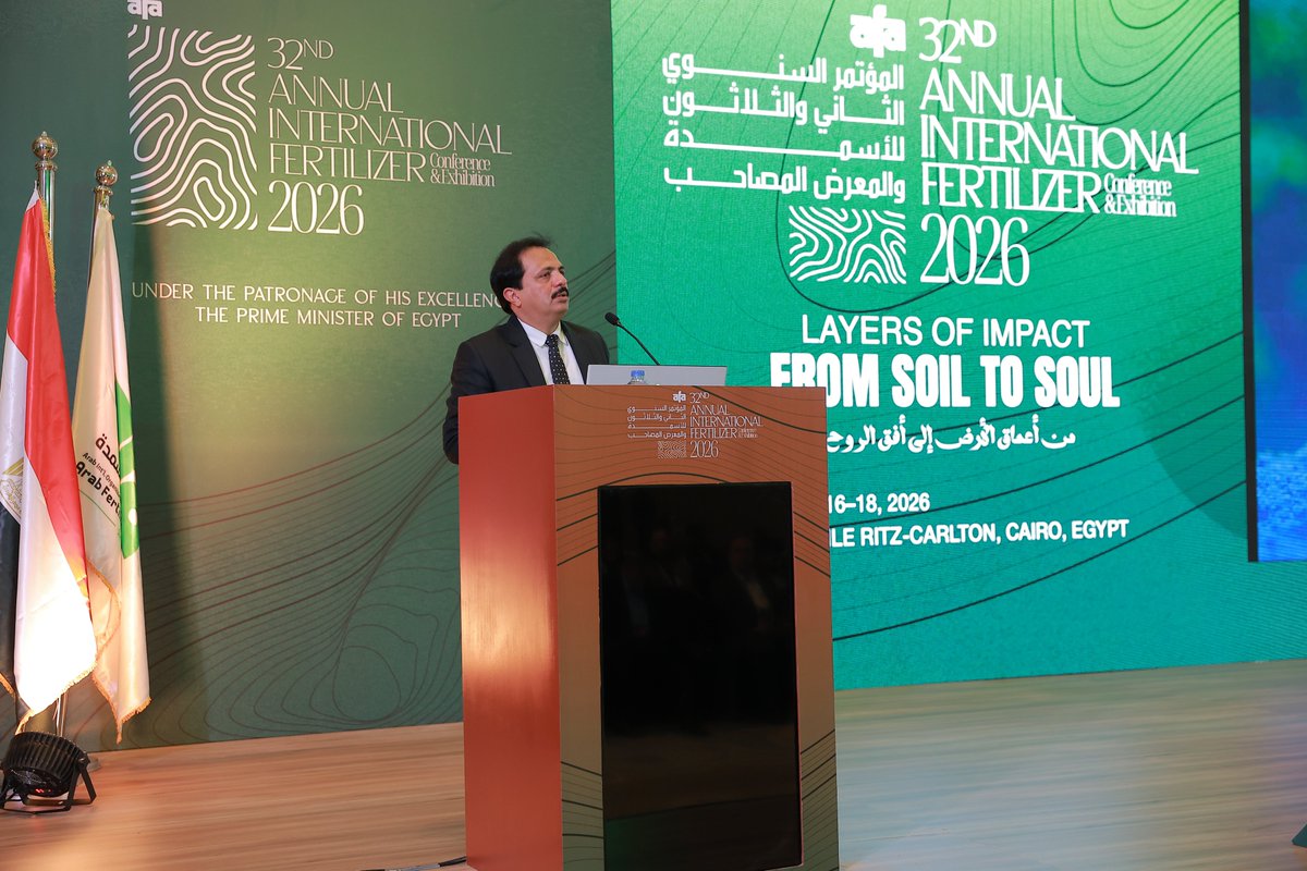 fertiglobe's tweet photo. Narayanan Valayaputtur, CEO of Egyptian Fertilizers Company (EFC) and Egypt Basic Industries Corporation (EBIC), Fertiglobe’s companies in Egypt, joined a panel discussion on "Decarbonization: Shaping the Future of the Fertilizer Industry" during the 32nd @ArabFertilizer Association (AFA) International Annual Fertilizer Conference & Exhibition in Cairo. 🇪🇬

🌱 As the fertilizer sector continues its decarbonization journey, the session explored practical pathways to reducing emissions while maintaining operational excellence, supporting food security, and meeting growing global demand.

💡 The discussion highlighted how innovation, technology, and strategic investments can help shape a more sustainable future for the industry, with valuable perspectives shared on advancing decarbonization across the fertilizer value chain.

♻️ 🌾 🌍 #Decarbonization #Sustainability #FertilizerIndustry #FoodSecurity #Innovation #Fertiglobe