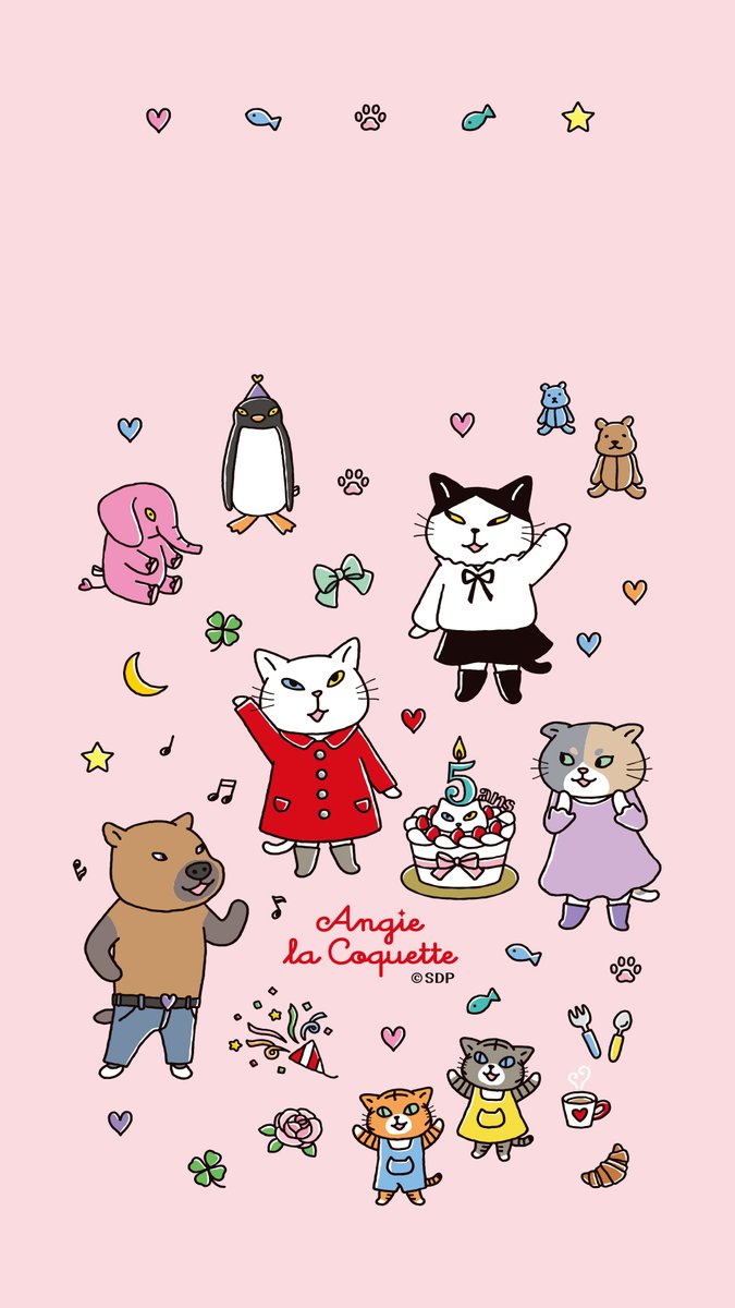 AngieLaCoquette's tweet photo. アンジー5周年記念壁紙をプレゼント🐈✨
待ち受けやロック画面の壁紙に使ってください😊

#壁紙 https://t.co/vZKg2ole0j
