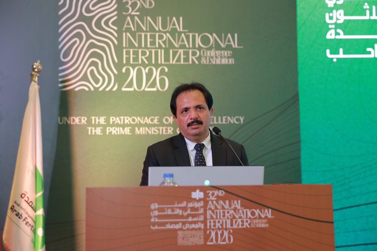 fertiglobe's tweet photo. Narayanan Valayaputtur, CEO of Egyptian Fertilizers Company (EFC) and Egypt Basic Industries Corporation (EBIC), Fertiglobe’s companies in Egypt, joined a panel discussion on "Decarbonization: Shaping the Future of the Fertilizer Industry" during the 32nd @ArabFertilizer Association (AFA) International Annual Fertilizer Conference & Exhibition in Cairo. 🇪🇬

🌱 As the fertilizer sector continues its decarbonization journey, the session explored practical pathways to reducing emissions while maintaining operational excellence, supporting food security, and meeting growing global demand.

💡 The discussion highlighted how innovation, technology, and strategic investments can help shape a more sustainable future for the industry, with valuable perspectives shared on advancing decarbonization across the fertilizer value chain.

♻️ 🌾 🌍 #Decarbonization #Sustainability #FertilizerIndustry #FoodSecurity #Innovation #Fertiglobe
