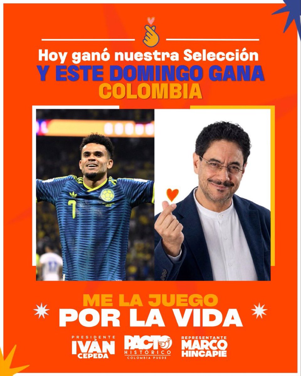 LuisGMurillo's tweet photo. Hoy ganó Colombia, y el domingo también, con @IvanCepedaCast y @aida_quilcue 🫰🏼 https://t.co/QKxs0qziJu