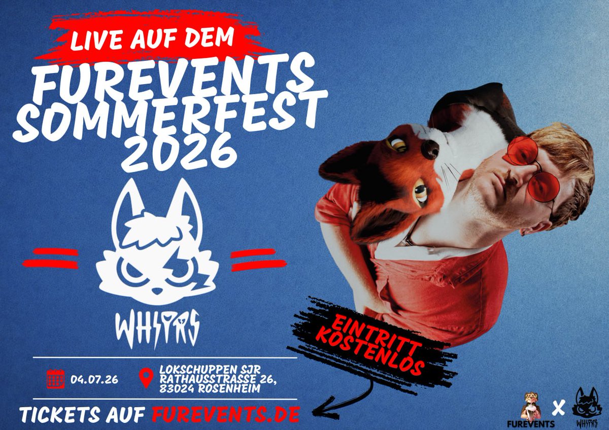 Furevents_de's tweet photo. Furries aufgepasst‼️
@whsprsmusic ist Live auf dem Furevents Sommerfest 2026✨

Freut euch auf einen einzigartigen Auftritt von WHSPRS und seiner Band, mit emotionaler Tiefe und einer einzigartigen Energie. 🦊

🎟Jetzt Registrieren auf https://t.co/ww7rsGXfE1

Ab 16 Jahre https://t.co/W6YJHx8sb6
