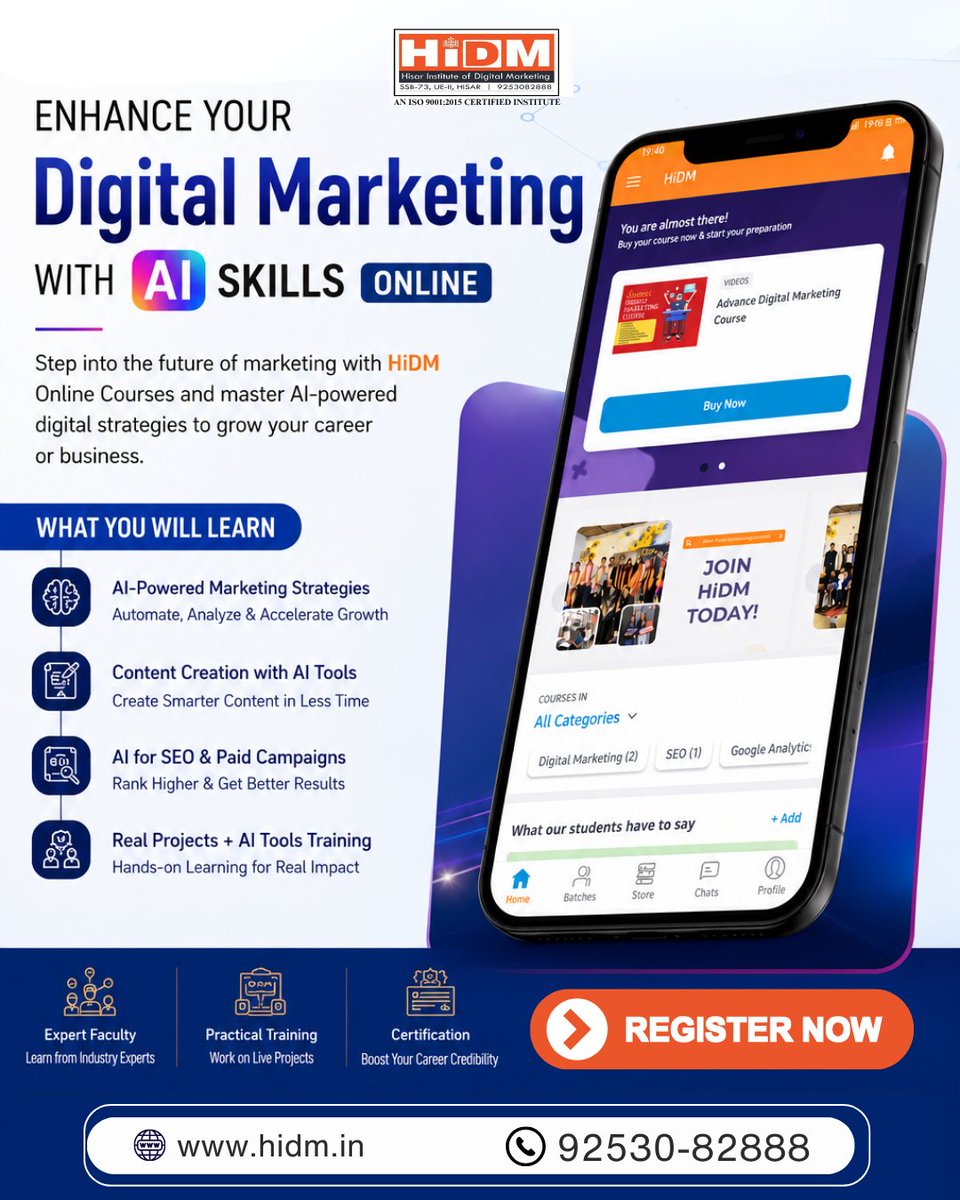 hidmhisar's tweet photo. Now Learn Digital Marketing Course with AI Online
Step into the future of marketing with HiDM
Register : https://t.co/oYzTofb99A
Call- 9253082888
#hidm #onlinedigitalmarketing #learndigitalmarketing #hidmapp #hisarinstituteofdigitalmarketing #AItools #AIPoweredMarketing https://t.co/iurrOxechs