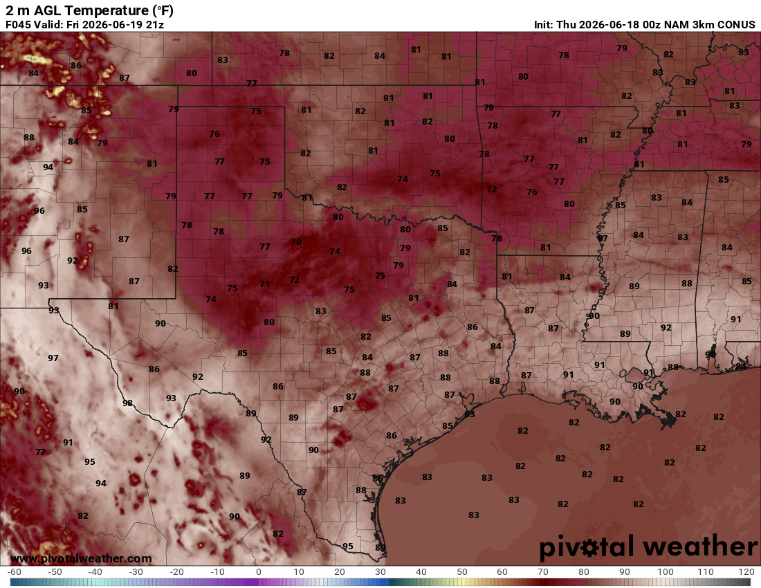 ntexasweather's tweet photo. This map is genuinely criminal

Mid June😢

I would try to postpone outdoor activities tomorrow as this is dangerous heat- Friday it gets much better after the line of storms with highs and feels like temps in the 70's!!!

Yes you heard that right- 110->70's! https://t.co/92DnpGuG3w