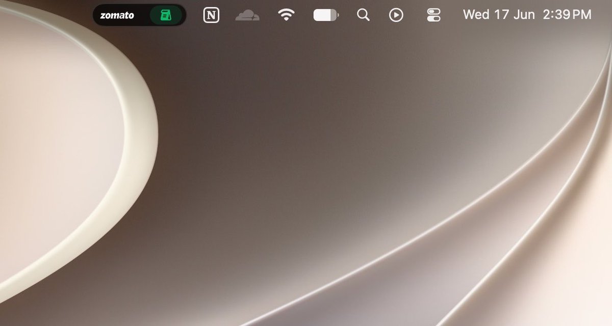 milanthomas96's tweet photo. macOS 27 Beta now brings your iPhone’s Live Activities straight to the Mac menu bar. As shown in, you can now track real-time updates like your food delivery or ride-share status without ever picking up your phone.
@zomato live activity @Apple #ios27 Beta #macos27 https://t.co/SEvrefsI60