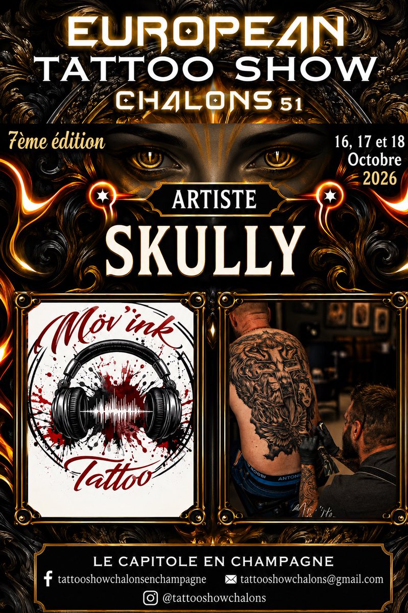 ConventionInk's tweet photo. 🔥EUROPEAN TATTOO SHOW - CHÂLONS
51🔥

Nous vous présentons IG : sku.lly12 qui sera présent les 16, 17 et 18 octobre 2026 à la 7ème édition de l'EUROPEAN TATTOO SHOW N'hésitez pas à la contacter pour vos projets.

#tattoo #ink #convention #fyp #france https://t.co/Hy0Oebj8Rq