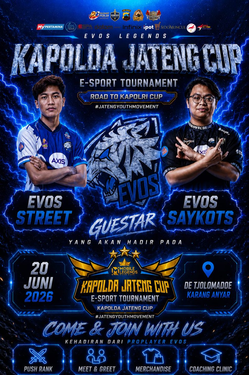 polsekwdl's tweet photo. Kapolda Jateng Cup E-Sport Tournament 2026 hadir membawa kemeriahan yang belum pernah ada! 🎮🏆

📍 De Tjolomadoe, Karanganyar
📅 20 Juni 2026

#KapoldaJatengCup2026 #EsportJateng #JatengYouthMovement #EsportsIndonesia https://t.co/SPjlIQf41N
