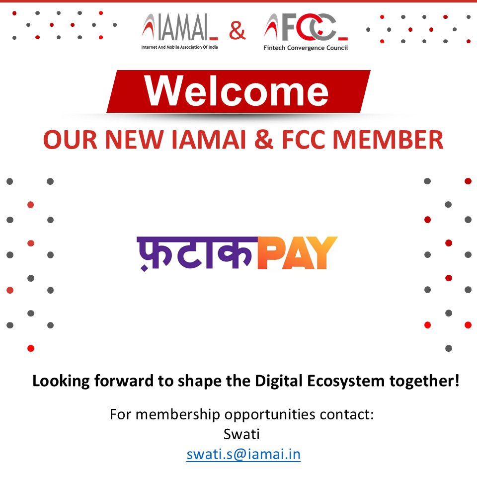 IAMAIForum's tweet photo. We are delighted to welcome @FatakPay as a new member of IAMAI and the Fintech Convergence Council (FCC). https://t.co/avyetzDJdy