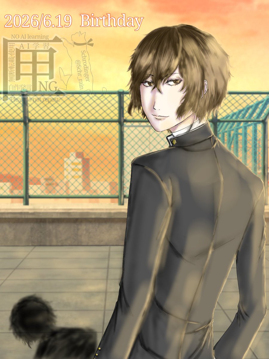 Schr_rain's tweet photo. #包帯無駄遣い装置誕生祭2026
#6月19日は歴代最年少幹部の誕生日

普段何処にいるやら不明の不思議なさぼり魔
白い制服の他校生から倶楽部勧誘をされるも逃げ切りたい
(ついでにB軸も載せておきますね☺️ﾆｺｯ) https://t.co/FUB5FCT4Pn