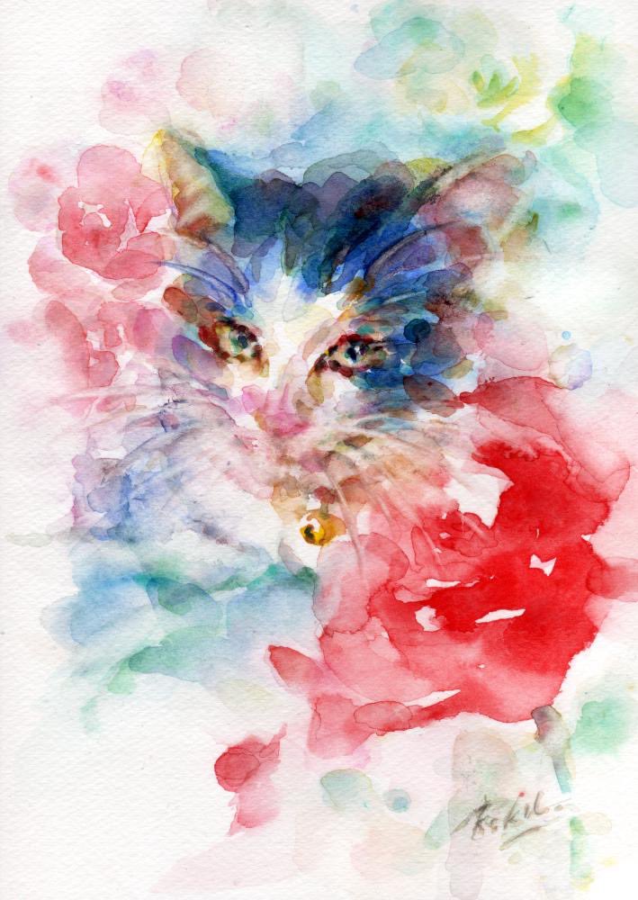 Roku89's tweet photo. 透明水彩
F2

ご依頼いただいたシャム猫ちゃん
仕上がりました。
薔薇は、猫ちゃんの写真に映っていたソファの柄がヒントです。

以前、このお客様のもう一匹の飼い猫さんと、息子さんの飼い猫さん二匹を描かせていただいたので、それらとの共通性やバランスも考えての制作でした。

#水彩画
#シャム猫 https://t.co/WSdxlttpPm