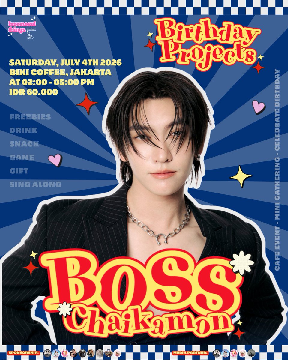 bossnoeulthings's tweet photo. Proudly Present: BOSSCKM Cafe Event & Celebrate Birthday🎂💙
📍Biki Coffee, Jakarta
🗓️Sat, July 4th 2026
🕑at 2-5 PM
🎟️IDR 60k (inc Drink, Cupcake, Freebies)
Regist: https://t.co/i25FTL65XW
Limited Seat!
#BossChaikamon #BOSSCKM #ShawtyBoss
#HappyBOSSCKMDay #BNThingsProject https://t.co/yR9Y2cZCUz
