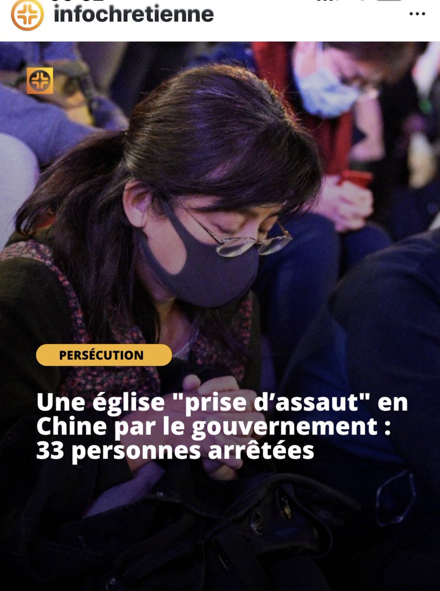 ABastelica1's tweet photo. ✝️ En plein culte dominical à Jiangyou, 60 à 70 agents du gouvernement chinois auraient fait irruption de force dans l’église Early Rain Covenant.

🔹 33 chrétiens ont été arrêtés et conduits en détention.

🔹 Les autres fidèles auraient été retenus pendant plusieurs heures afin de procéder à un contrôle et à un relevé de leurs identités.

🔹 Deux anciens de l’église, Yan Hong et Wu Wuqing, demeurent condamnés à deux semaines de détention administrative.

Cette intervention témoigne des difficultés auxquelles sont confrontées certaines communautés chrétiennes en Chine, où les activités religieuses indépendantes font parfois l’objet d’un contrôle strict des autorités.

🙏 Prions ensemble

Seigneur Jésus,

Nous élevons vers Toi nos frères et sœurs qui souffrent en raison de leur foi.

Soutiens tout particulièrement Yan Hong et Wu Wuqing dans cette épreuve. Accorde-leur courage, paix intérieure et espérance. Protège-les de toute violence et fais-leur sentir la présence réconfortante de Ton amour.

Nous Te confions également toute la communauté de cette église éprouvée. Guéris les blessures de la peur, fortifie les cœurs et garde leur foi vivante malgré les difficultés.

Rappelle-nous que, par le baptême, nous formons un seul corps dans le Christ et que la souffrance de l’un est portée par tous.

Que Ton Esprit Saint soutienne les chrétiens persécutés partout dans le monde et fasse grandir en chacun de nous la fidélité à l’Évangile.

Amen. 🙏❤️🇫🇷

Ange Bastelica 🙏❤️🇫🇷