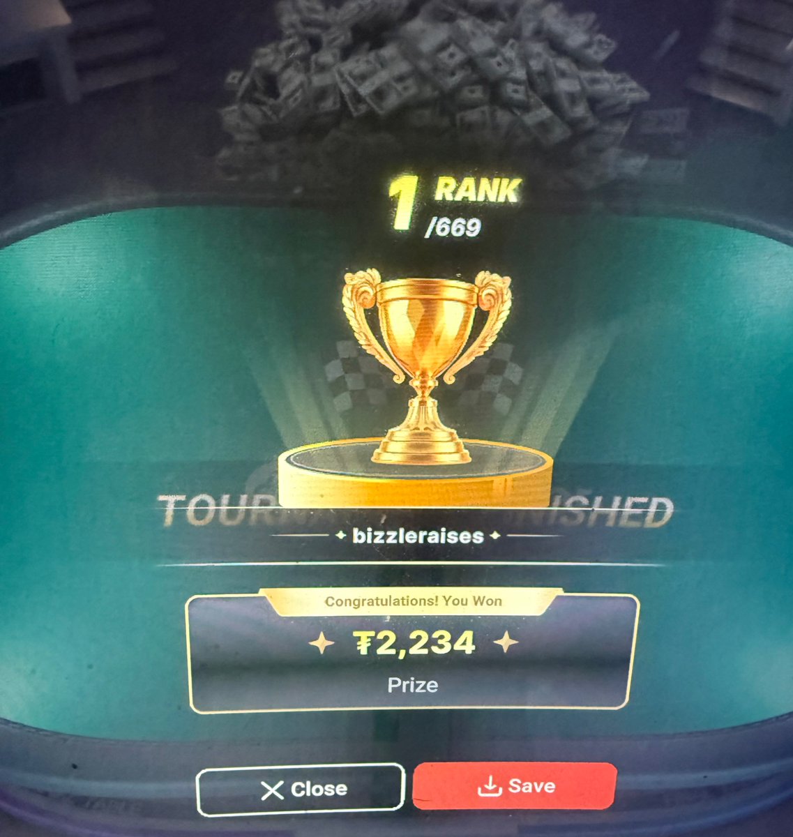 Bizzleraises's tweet photo. Finally got a coin in the cabinet! @CoinPoker_OFF https://t.co/i0wG9GUPOU