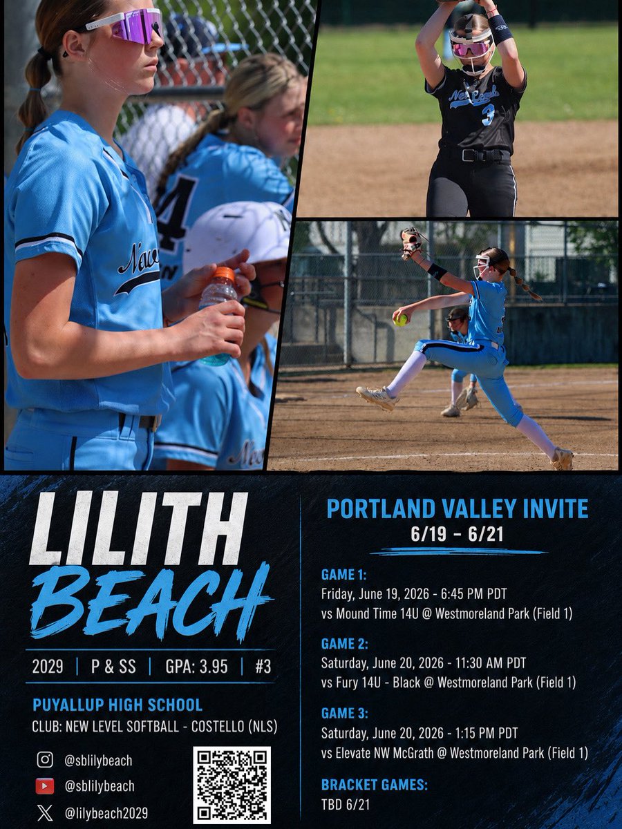 LilyBeach2029's tweet photo. Excited to get back on the field with my teammates this weekend at the Triple Crown Valley Invite in Portland, Oregon! Heres my schedule ⬇️
@BroncoSportsSB @UWSoftball @OregonSB @MontanaGrizSB @GopherSoftball  @CoastRecruits @SBRRetweets 
#softball #fastpitch https://t.co/8CB13NiT3N