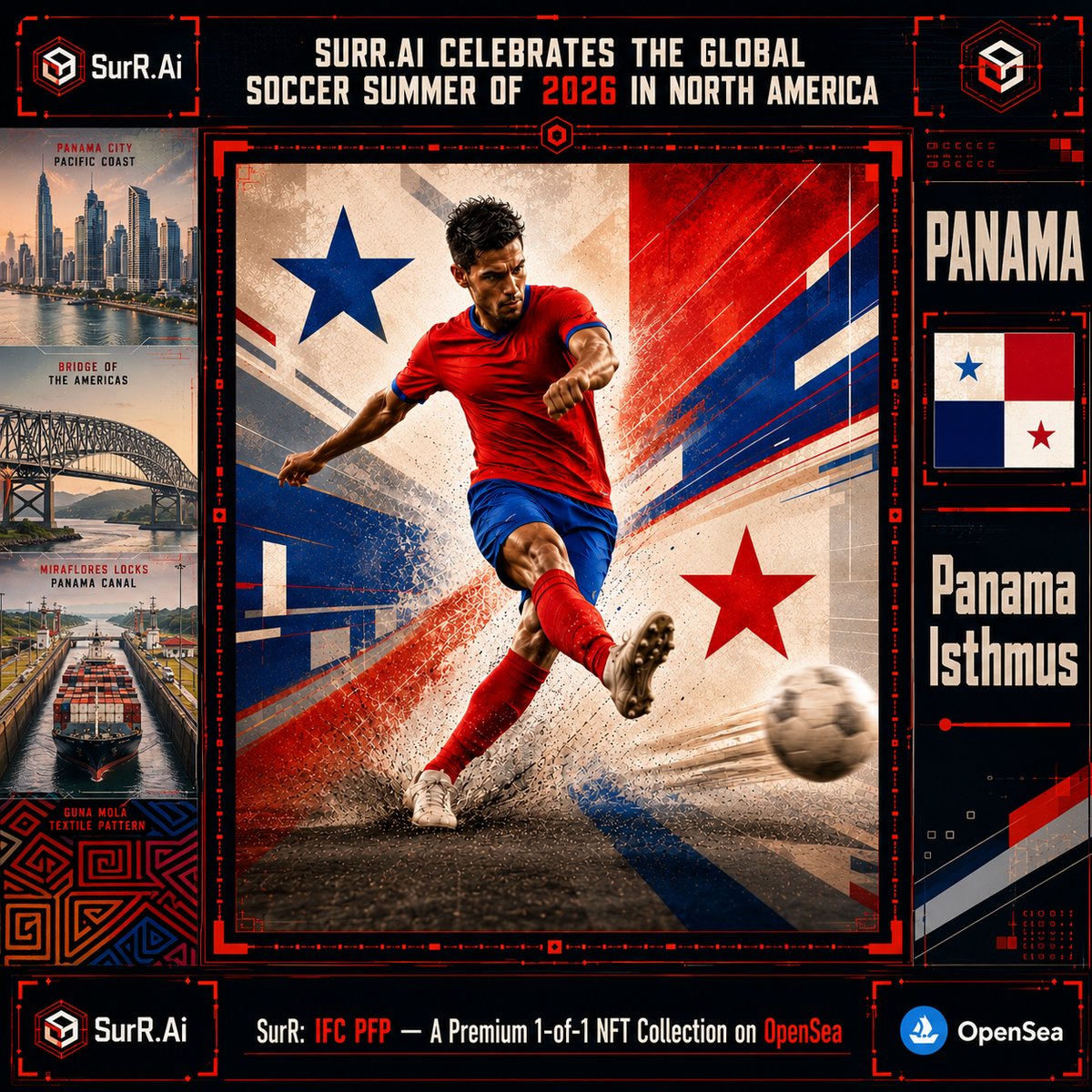 SurRNFTs's tweet photo. ⚽ The chaos. The clock. #Collectibles
SurR: IFC #PFP is live: 53 premium 1-of-1 #phygital #artworks for Global #Soccer Summer 2026

#13 #Panama
#Collection https://t.co/mOuiy3pfR4
#Backstory https://t.co/XsrrHDKxfj

#Sports #Crypto #NFT #TradingCard #Football #FC https://t.co/kkulmamlur