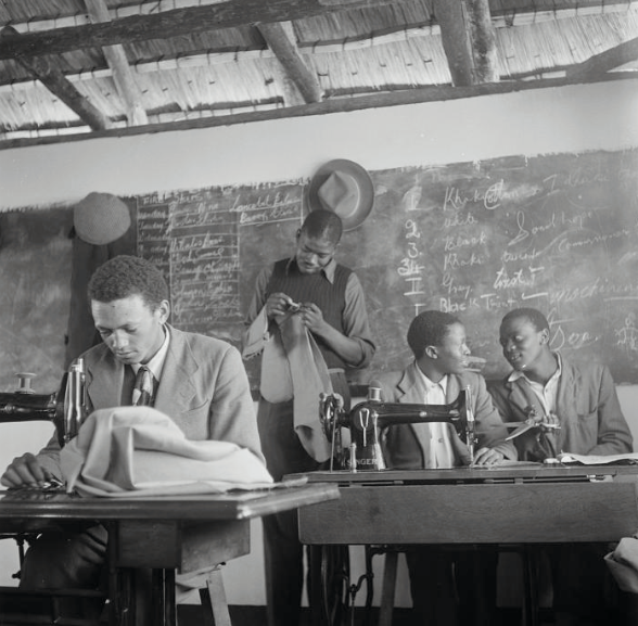 HistorySAZAR's tweet photo. Tailors at a Vocational Training Center, Johannesburg, 1948. Credit: Constance Stuart Larrabee https://t.co/l1OL5YG19R