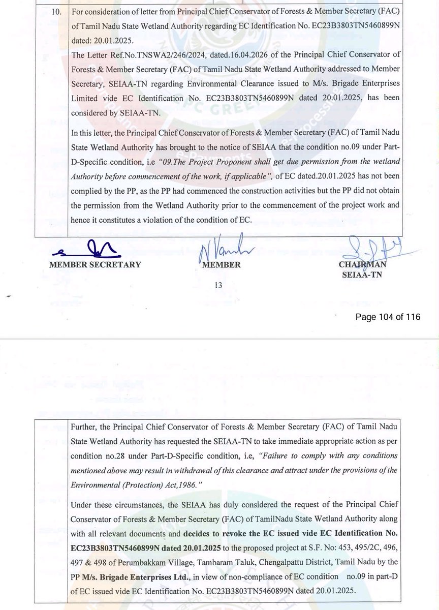 Ahmedshabbir20's tweet photo. Environmental clearance that was granted to Brigade Enterprises in  Pallikaranai Ramsar site revoked. https://t.co/NOe1hqp3Pg