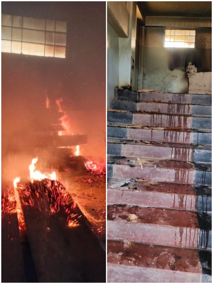 behindttruth's tweet photo. An attempted arson or an accident? A fire broke out at the District Hospital in Churachandpur last night raising suspicions. This comes a day after three Kuki Narco Terrorists were transported from RIMS to District Hospital. https://t.co/SPEmVp3o89
