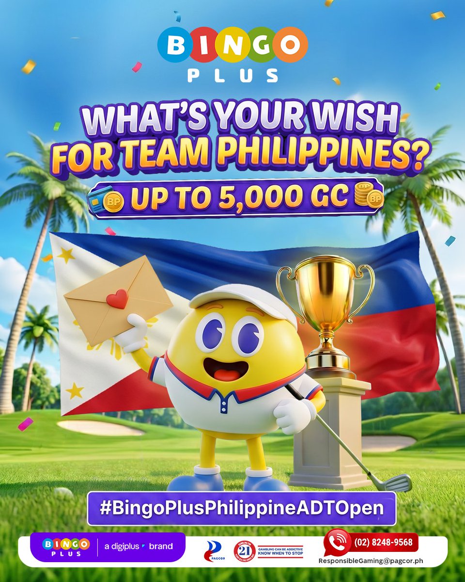 Bingoplusph's tweet photo. A simple message can go a long way! 💌

As our Filipino golfers prepare to take on the region's best at the BingoPlus Philippine ADT Open, let's show them the strength of an entire nation behind them 🇵🇭

💬 Get a chance to WIN 500 GCs by posting your good luck wishes in the comments. Let's create one massive wall of support for Team Philippines!
👉 Visit link to join: https://t.co/brRUx5d4dH

T&Cs Apply
#BingoPlusPhilippineADTOpen #BingoPlus