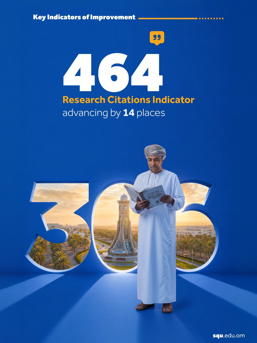 sultanqaboosuni's tweet photo. #Sultan_Qaboos_University has achieved a new milestone in the 2027 QS World University Rankings, rising 28 places to rank 306th globally📚✨

https://t.co/HWouLccIgA https://t.co/D1Le8NRfBn