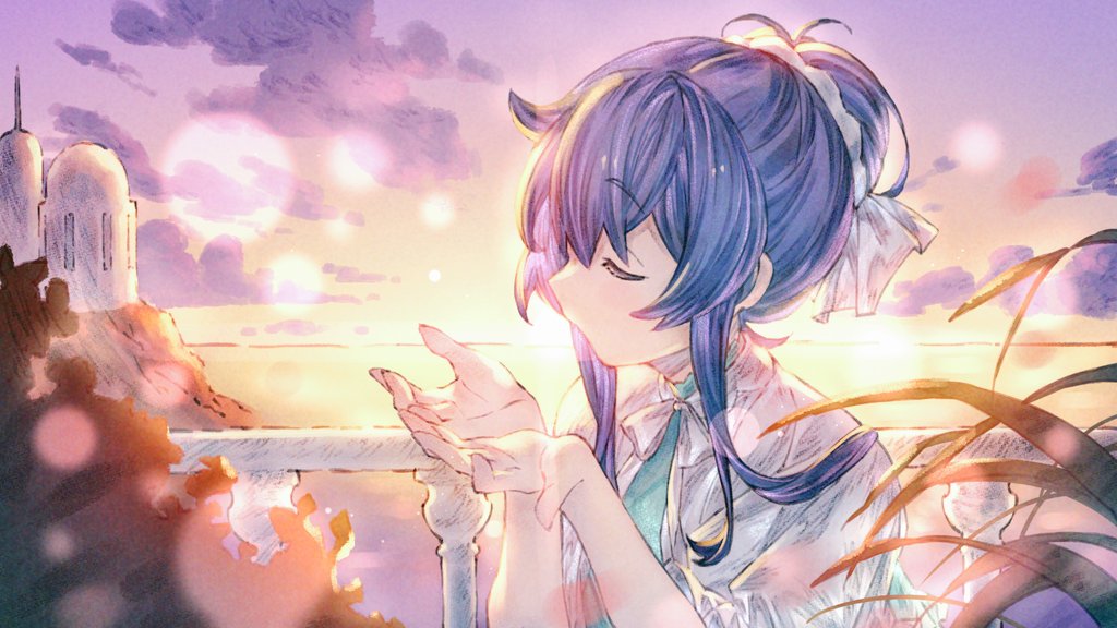 _procainamide_'s tweet photo. 「亲吻落日。」

art by @nomei_603  - Thank you for the illustration! https://t.co/kDoqKYyqR2