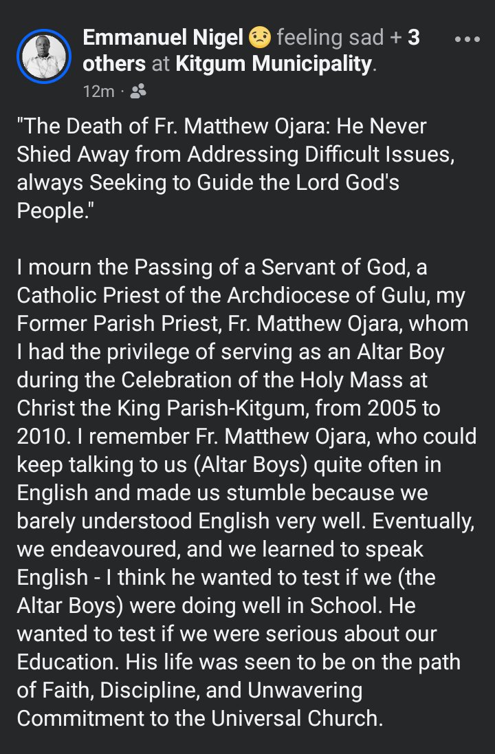 EmmanuelNigel90's tweet photo. @UgandaEpiscopal Fr. Matthew Ojara, may your Priestly Soul rest in the Eternal Peace of Christ. https://t.co/QbRzVOoNPI